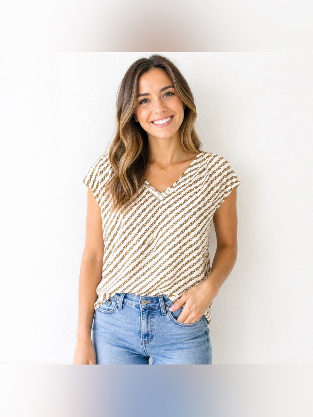 Banana Republic Chain Accent Blouse Size M